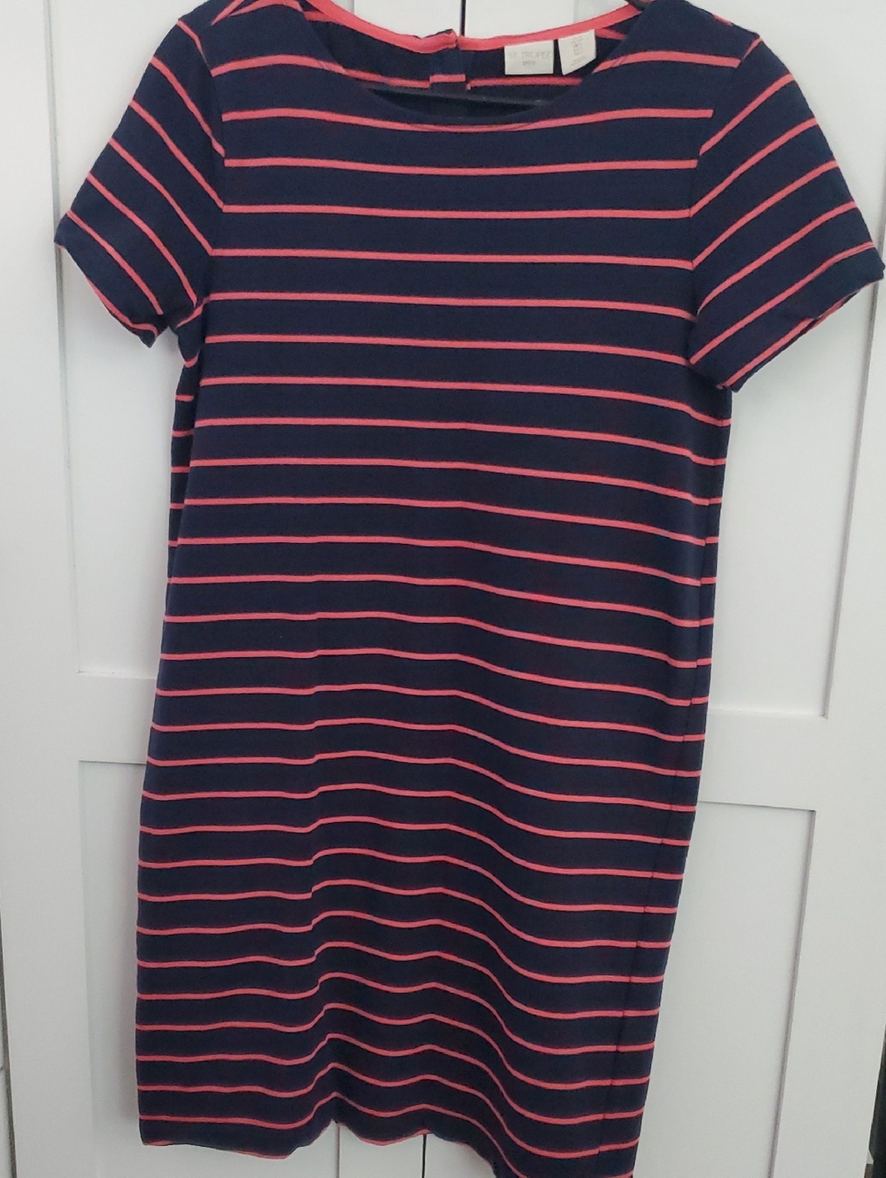 St. Tropez West Navy Dress with Coral Stripes